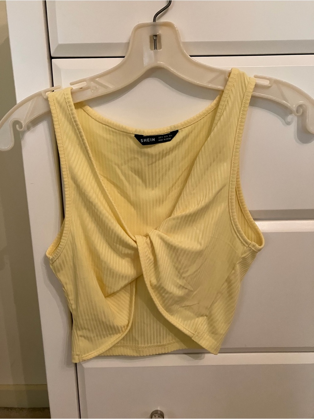 SHEIN Yellow Twist Front Top